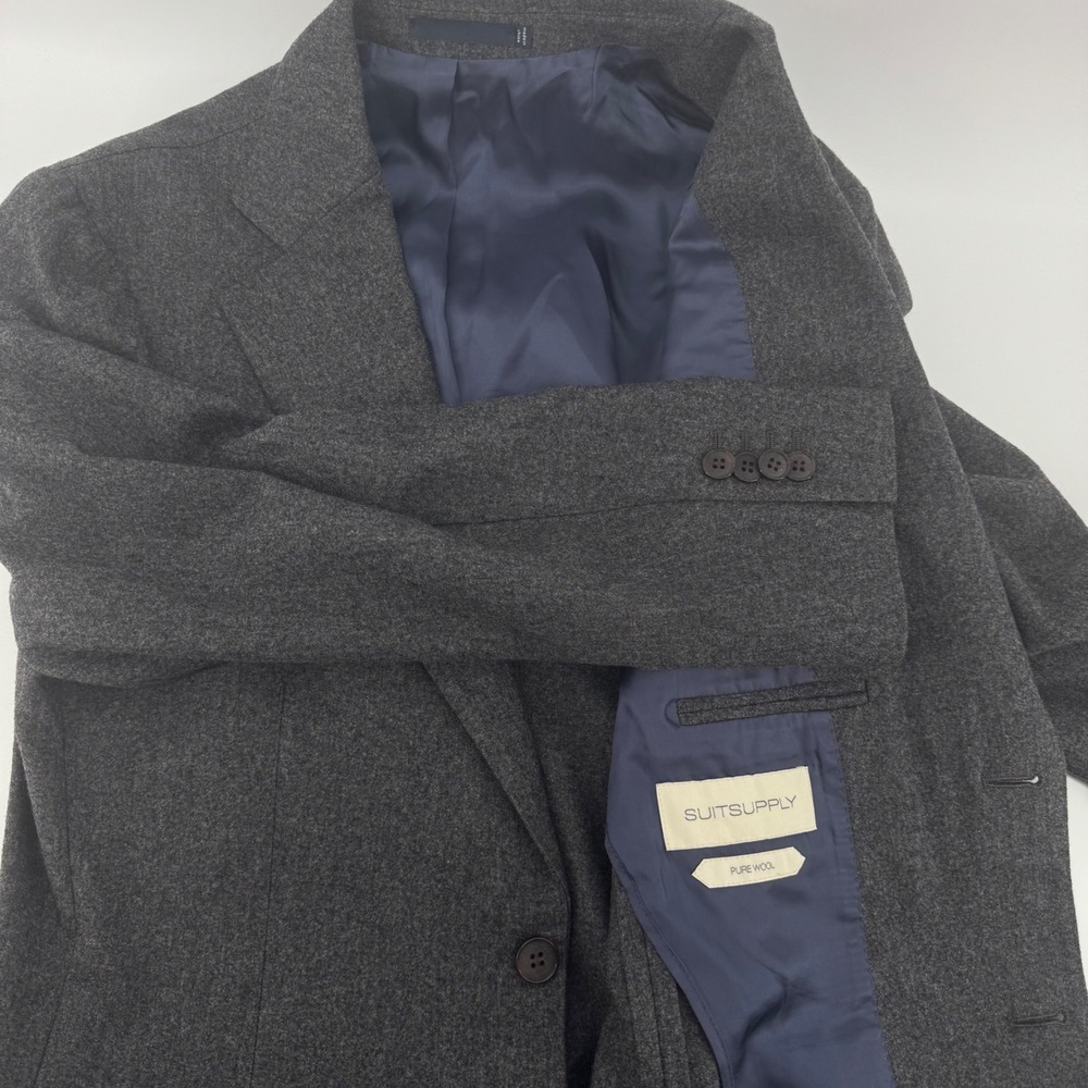 Suitsupply Havana Slim Fit Charcoal Grey Wool Flannel Sport Coat Blazer 38R 48